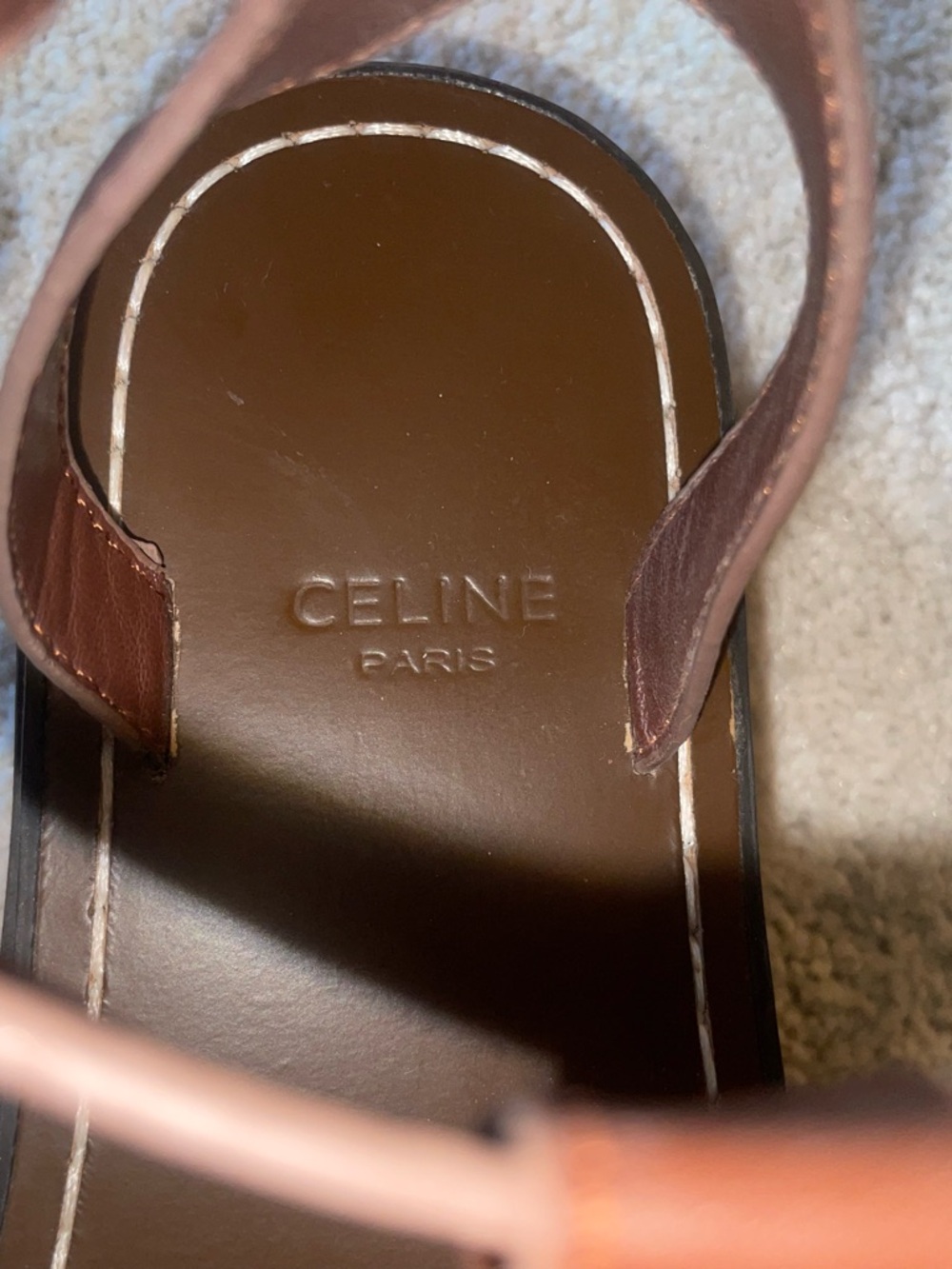 Celine Brown Leather Platform Fisherman Sandals with Gold Hardware - Picture 4 of 9